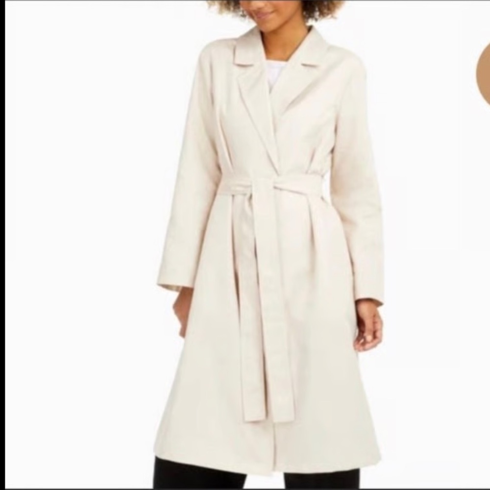 Eileen Fisher Cream Trench Coat. Neutral color, nice fabric. Too big for me..